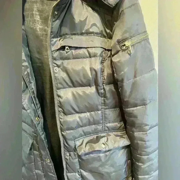 SAM EDELMAN Quilted Hooded Down Puffer COAT Faux Fur  Jacket Sz Small - Picture 4 of 8